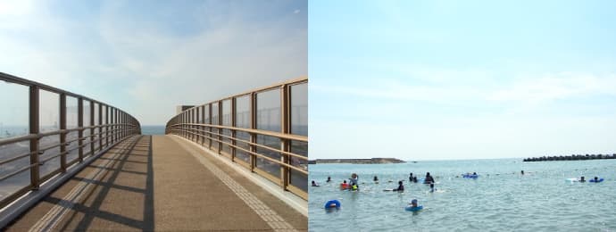連絡橋と日本海