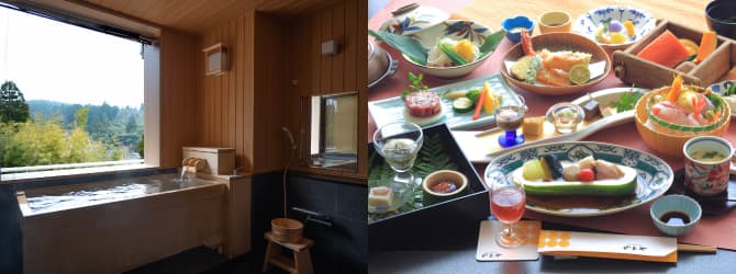 美味しい料理と露天風呂付客室でゆっくりと